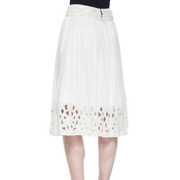 Alice + Olivia Embroidered Pearl Midi Skirt - Picture 2 of 7